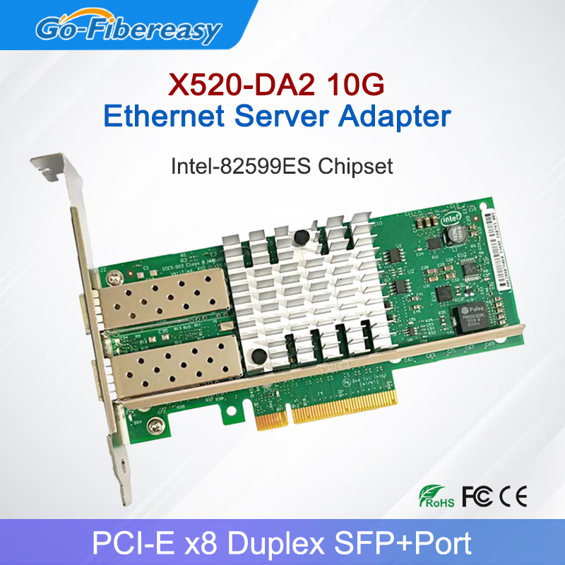 10Gb Sfp+ Pcie Network Card Dual Port - Placa de Rede X520-DA2 10Gb SFP+PCI-E
