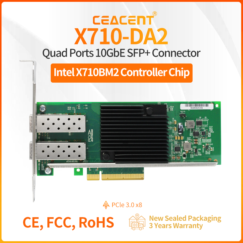 X710-DA2 Intel X710-BM2 Chipse - 10Gb Sfp+ Pcie Network Card Dual Port avaliação e preço