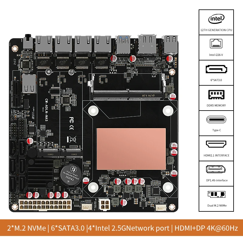Placa Mãe NAS N100/N150 com 6  - Nas Motherboard N100 6 Sata avaliação e preço