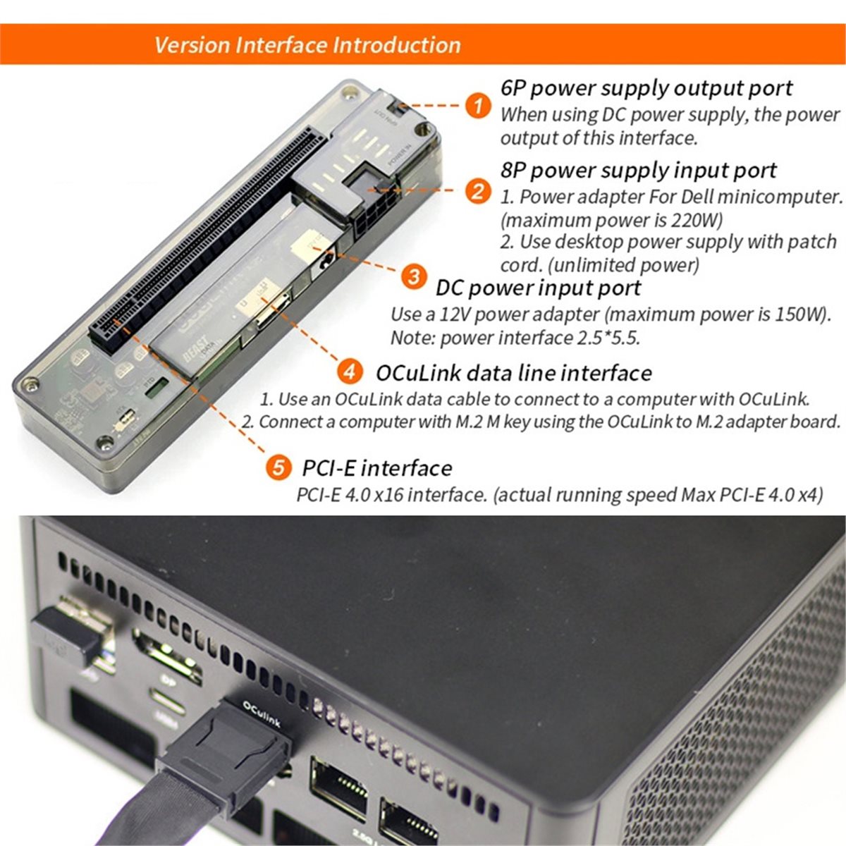 Promoção: Dock OCuLink para GP - External Gpu Dock Pcie 4.0 Oculink avaliação e preço