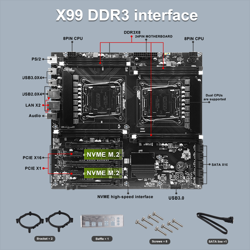 X99 placa-mãe cpu de soquete d - X99 Dual Cpu Motherboard Combo avaliação e preço